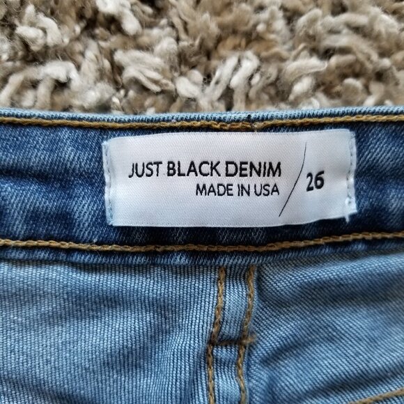 Just Black Denim Raw Hem Distressed Light Wash Jeans Size 26 - Picture 3 of 9